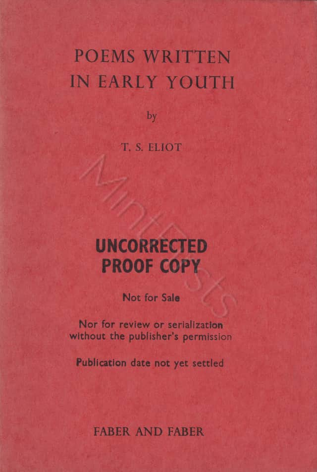 Poems Written Early Youth Eliot